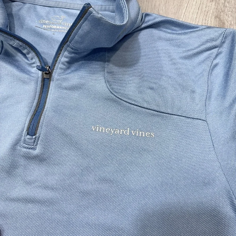 Vineyard Vines Sweatshirt Mens Large Performance 1/4 Zip Pullover Blue Stretch - Picture 3 of 11